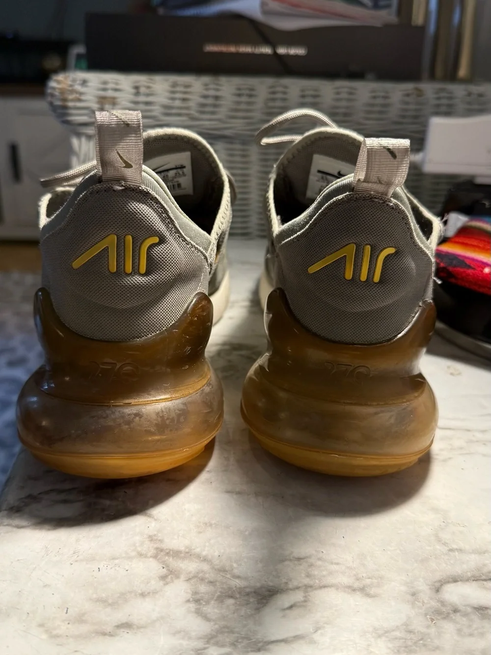 Nike Women's Olive Gray Sneakers with Gold Accents